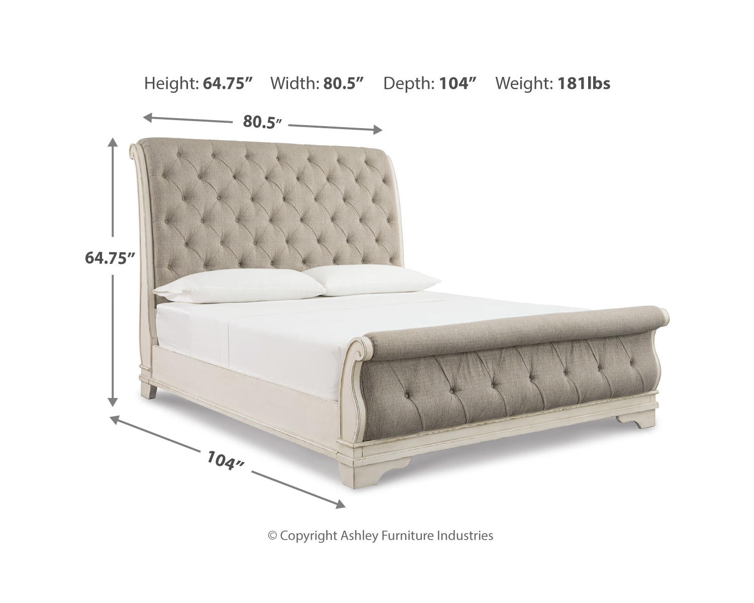 Realyn Queen Upholstered Sleigh Bed and Chest