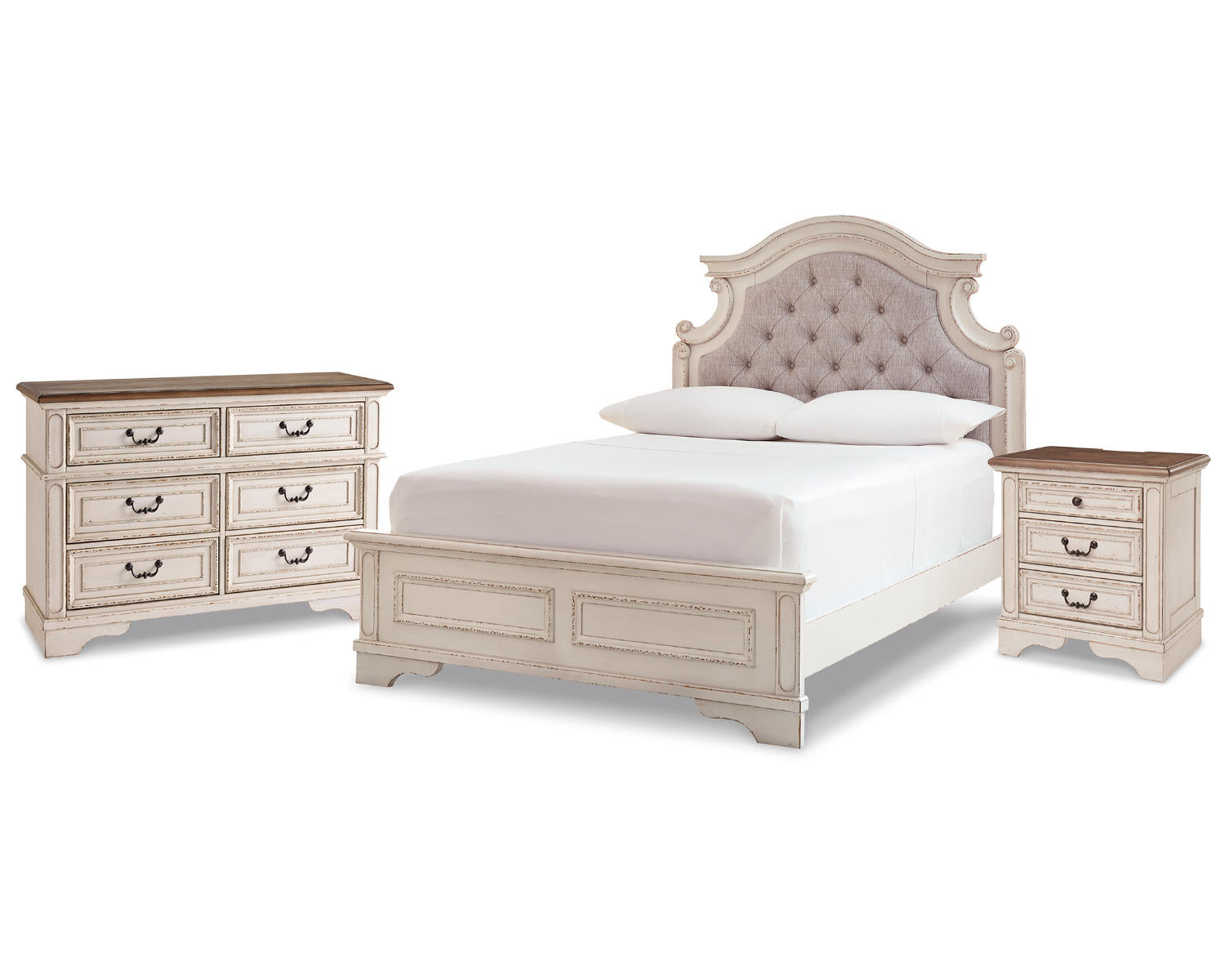 Realyn Full Panel Bed, Dresser and Nightstand