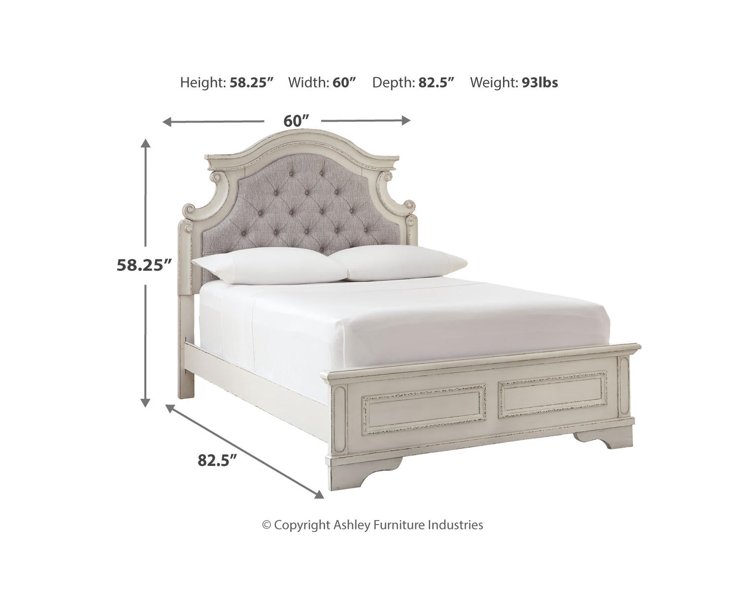 Realyn Full Panel Bed, Dresser, Mirror, 3-Piece Vanity and Nightstand