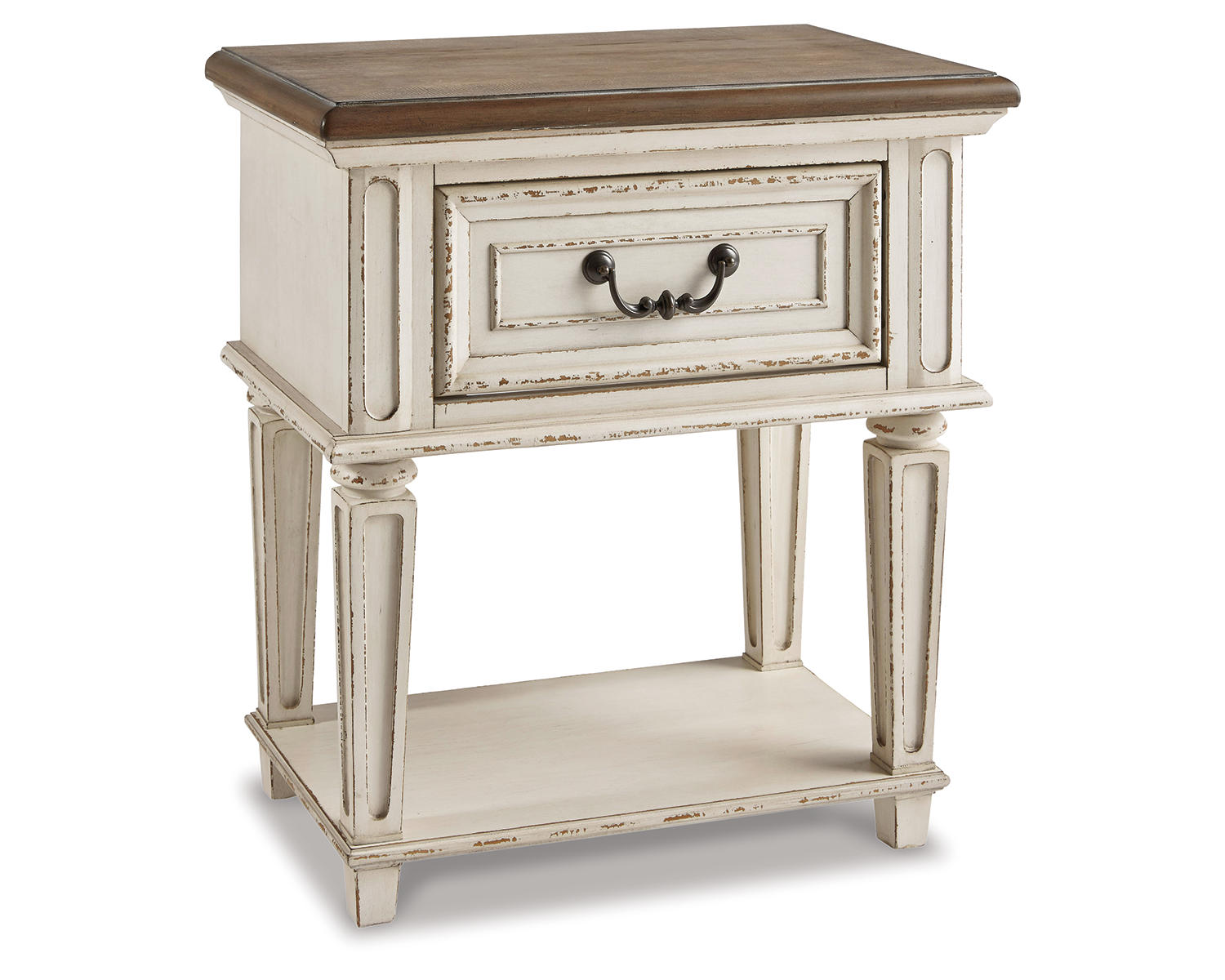 Realyn King Upholstered Panel Bed, Dresser, Chest and Nightstand