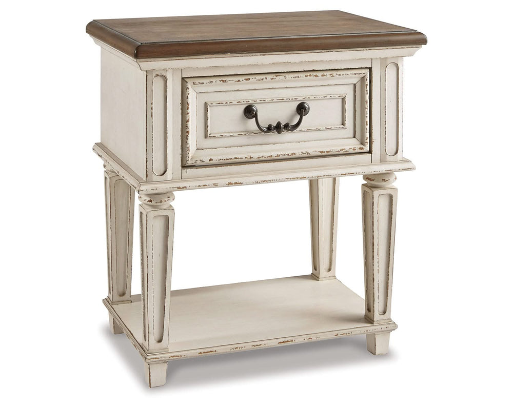 Realyn Twin Upholstered Panel Bed and Nightstand