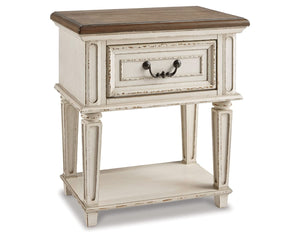 Realyn Twin Upholstered Panel Bed and Nightstand