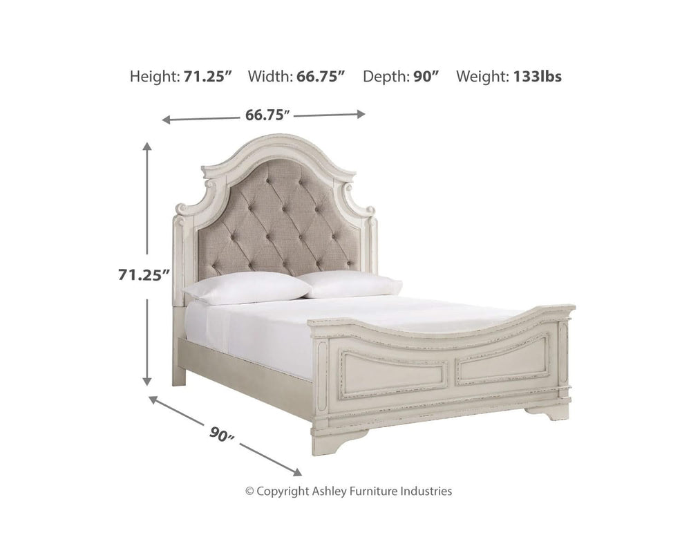 Cama Queen con paneles tapizados Realyn