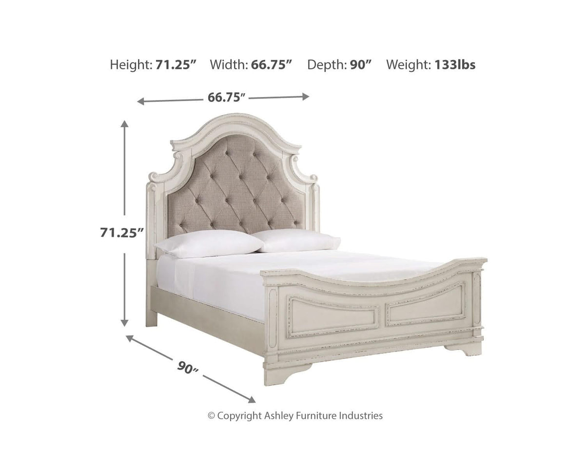 Cama Queen con paneles tapizados Realyn