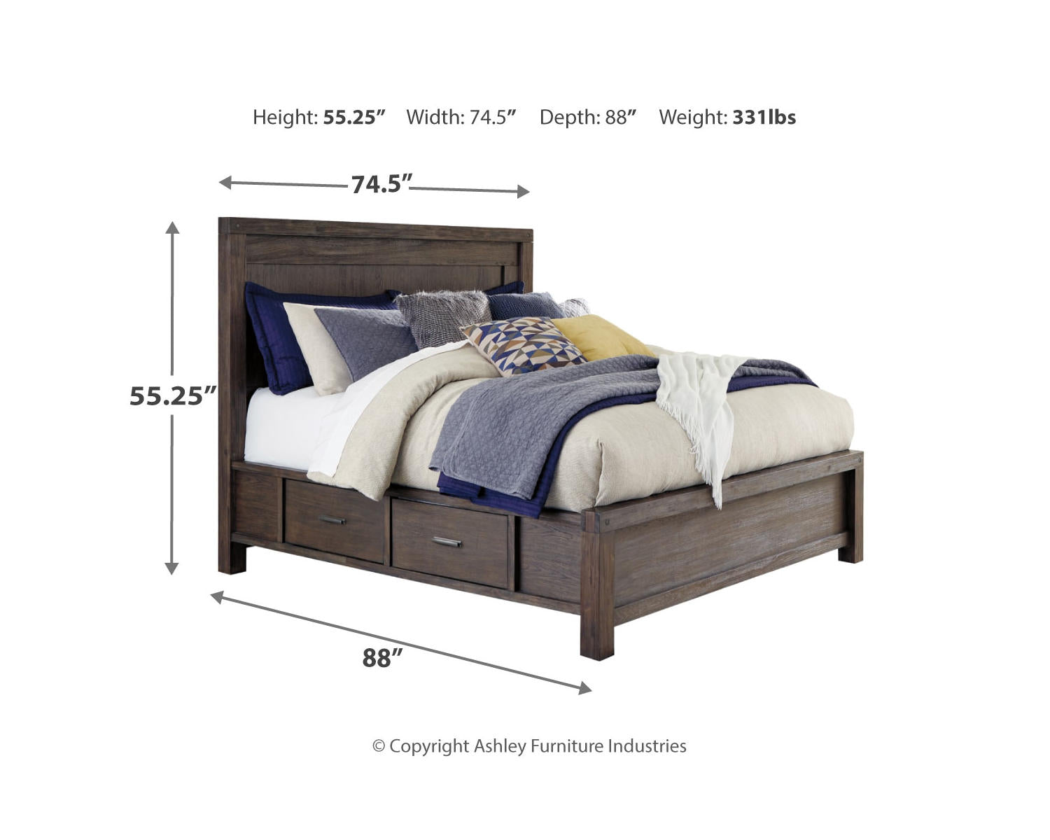Dellbeck King Panel Bed with 4 Storage Drawers