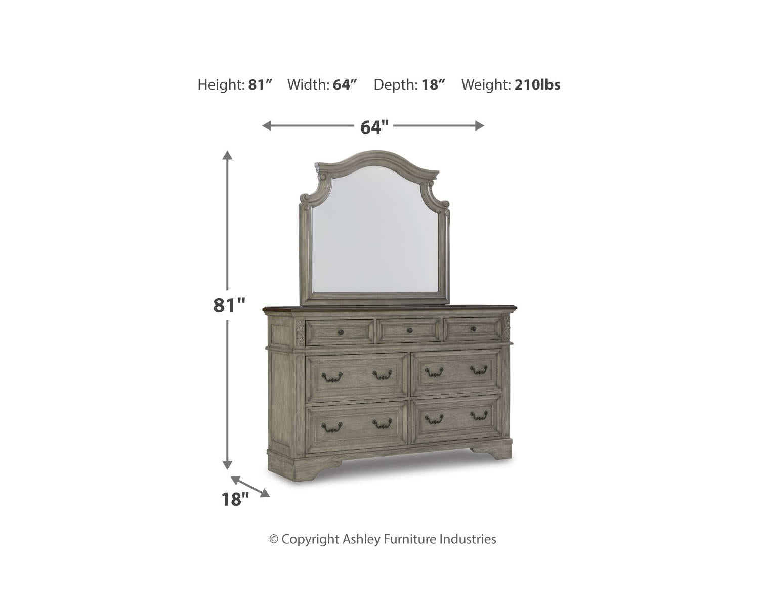 Lodenbay Queen Upholstered Panel Bed, Dresser, Mirror, Chest and Nightstand