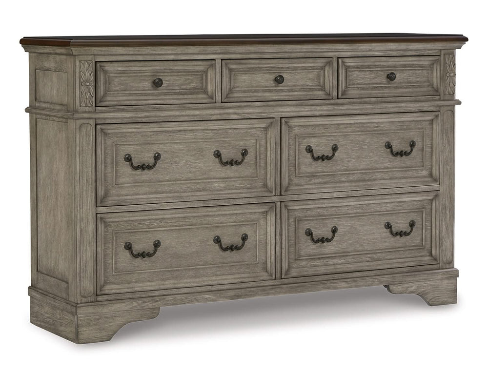 Lodenbay Queen Upholstered Panel Bed, Dresser and Nightstand