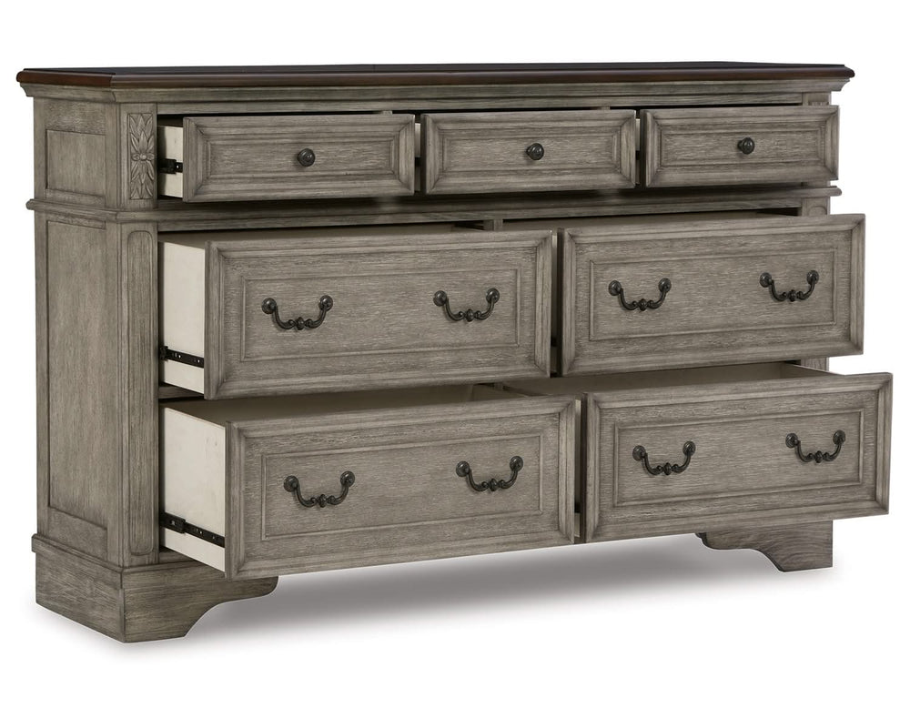 Lodenbay Queen Upholstered Panel Bed, Dresser and Nightstand