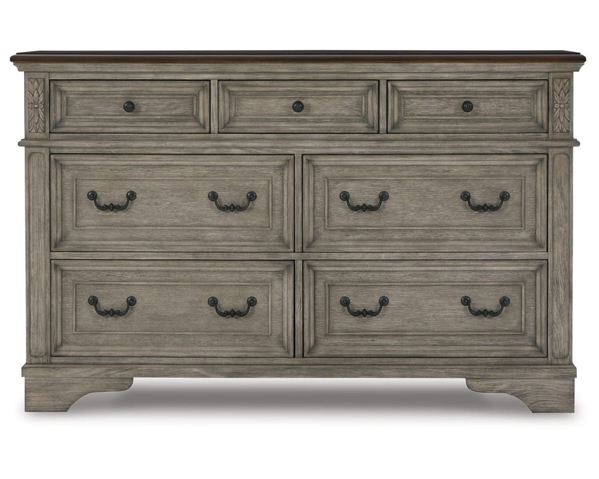 Lodenbay Queen Upholstered Panel Bed, Dresser and Nightstand