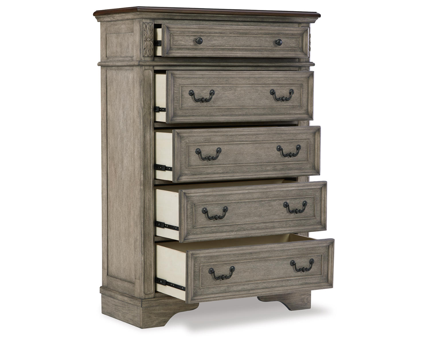 Lodenbay King Upholstered Panel Bed, Dresser, Mirror, Chest and Nightstand