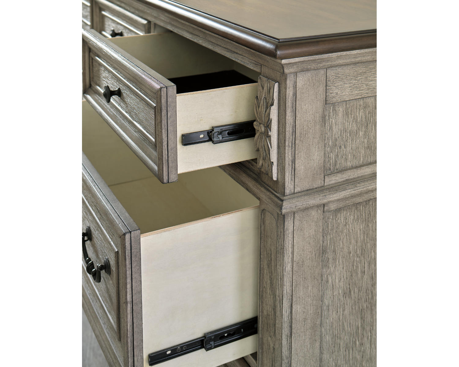 Lodenbay Queen Upholstered Panel Bed, Dresser, Mirror, Chest and Nightstand