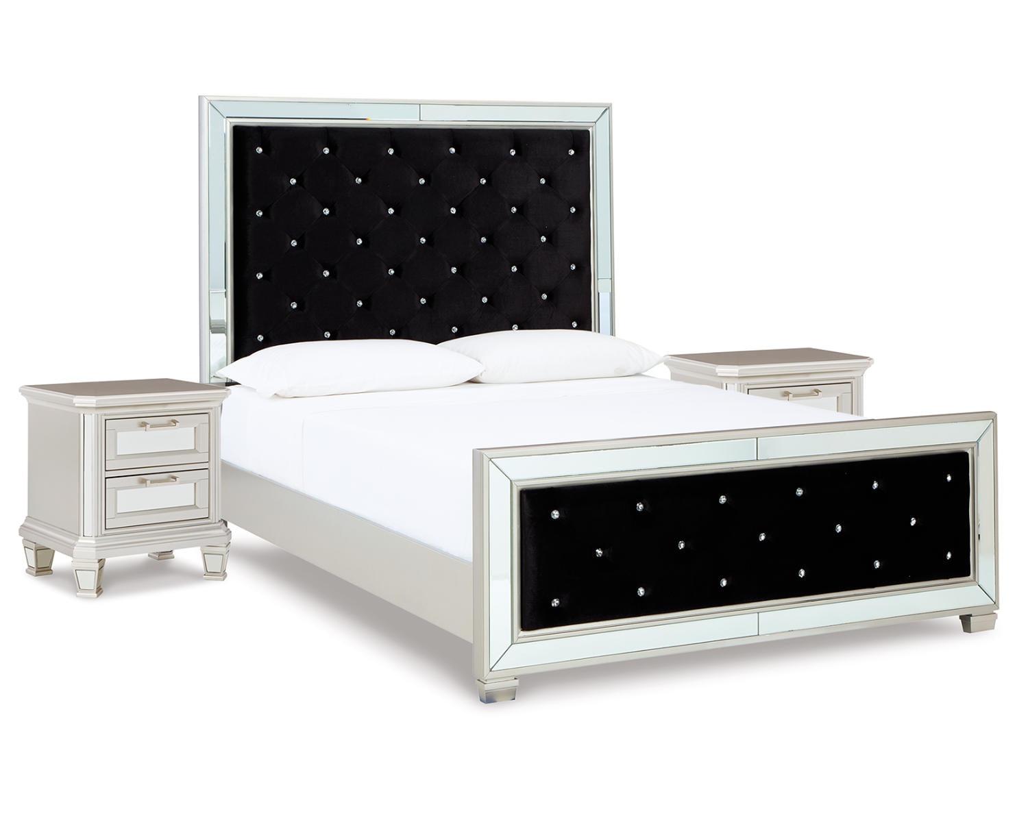 Lindenfield Queen Upholstered Panel Bed and 2 Nightstands