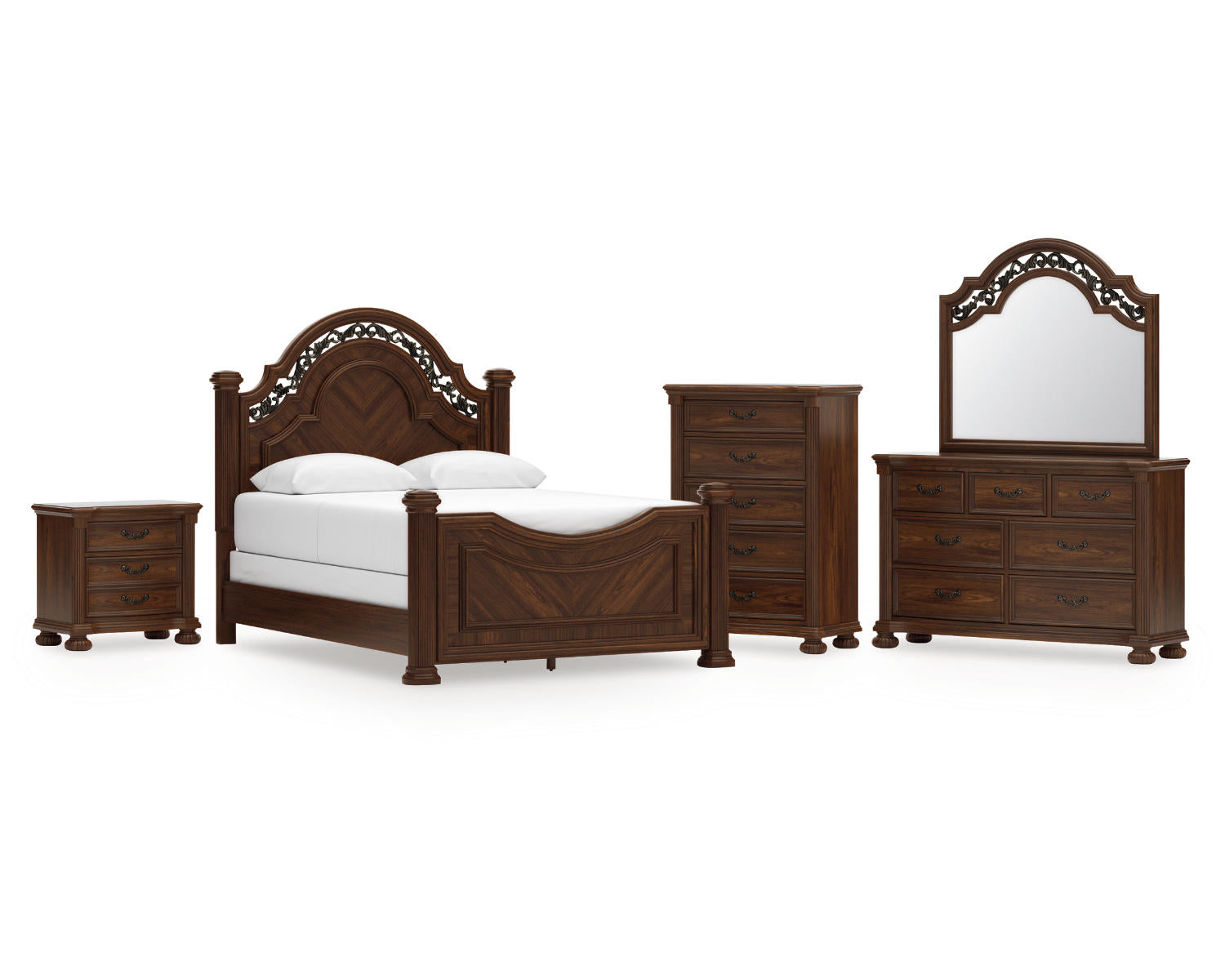 Lavinton Queen Poster Bed, Dresser, Mirror, Chest and Nightstand