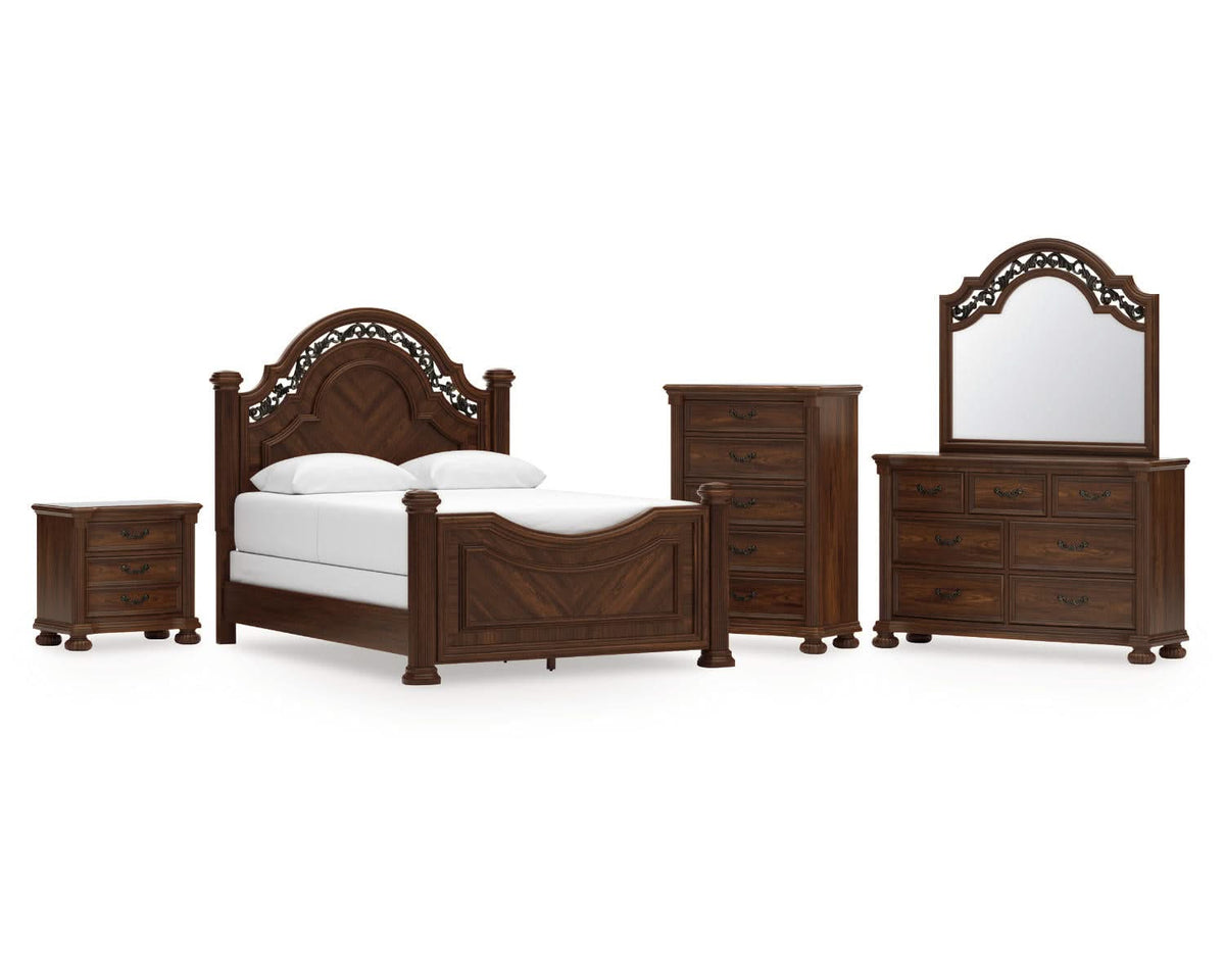 Lavinton Queen Poster Bed, Dresser, Mirror, Chest and Nightstand