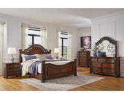 Lavinton King Poster Bed, Dresser, Mirror, Chest and 2 Nightstands