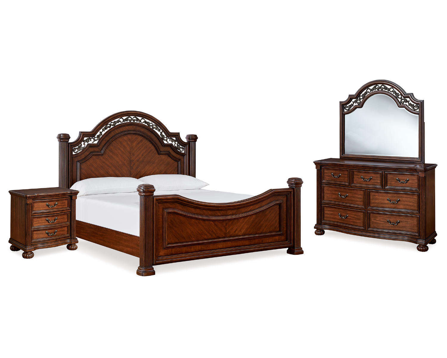 Lavinton Queen Poster Bed, Dresser, Mirror and Nightstand