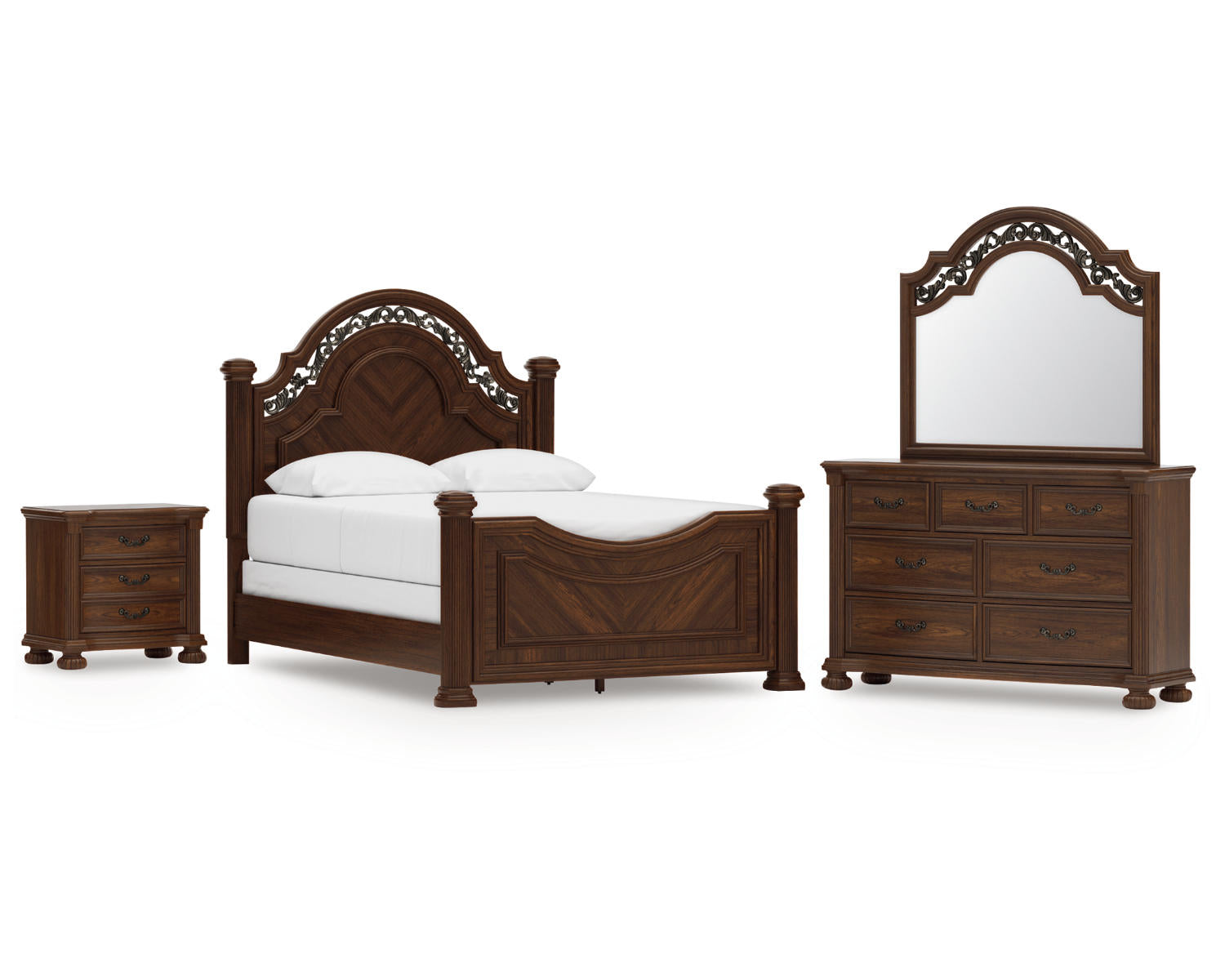 Lavinton Queen Poster Bed, Dresser, Mirror and Nightstand