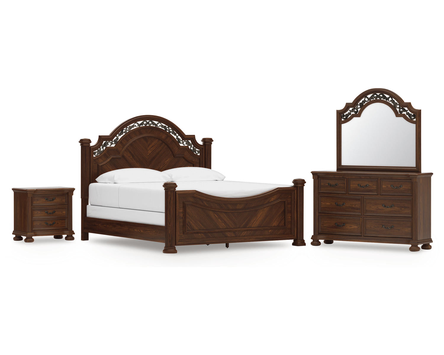 Lavinton King Poster Bed, Dresser, Mirror and Nightstand