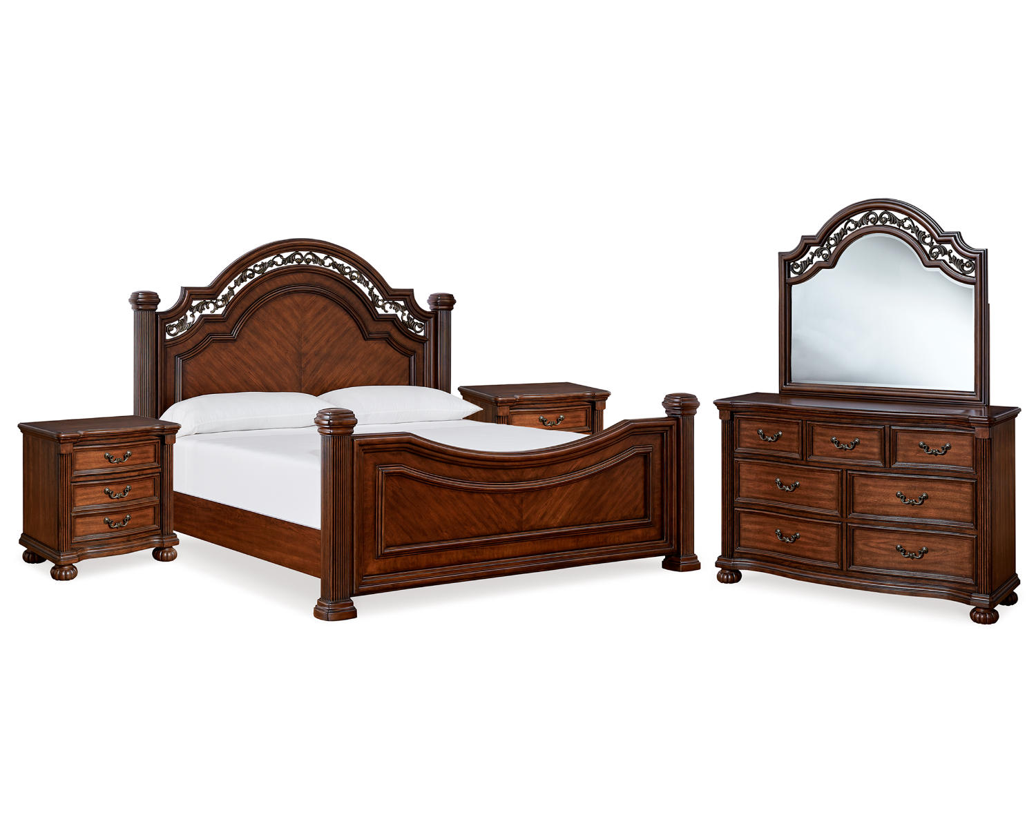 Lavinton King Poster Bed, Dresser, Mirror and Nightstand