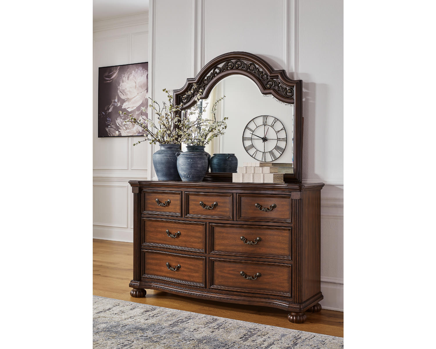Lavinton King Poster Bed, Dresser, Mirror and Nightstand