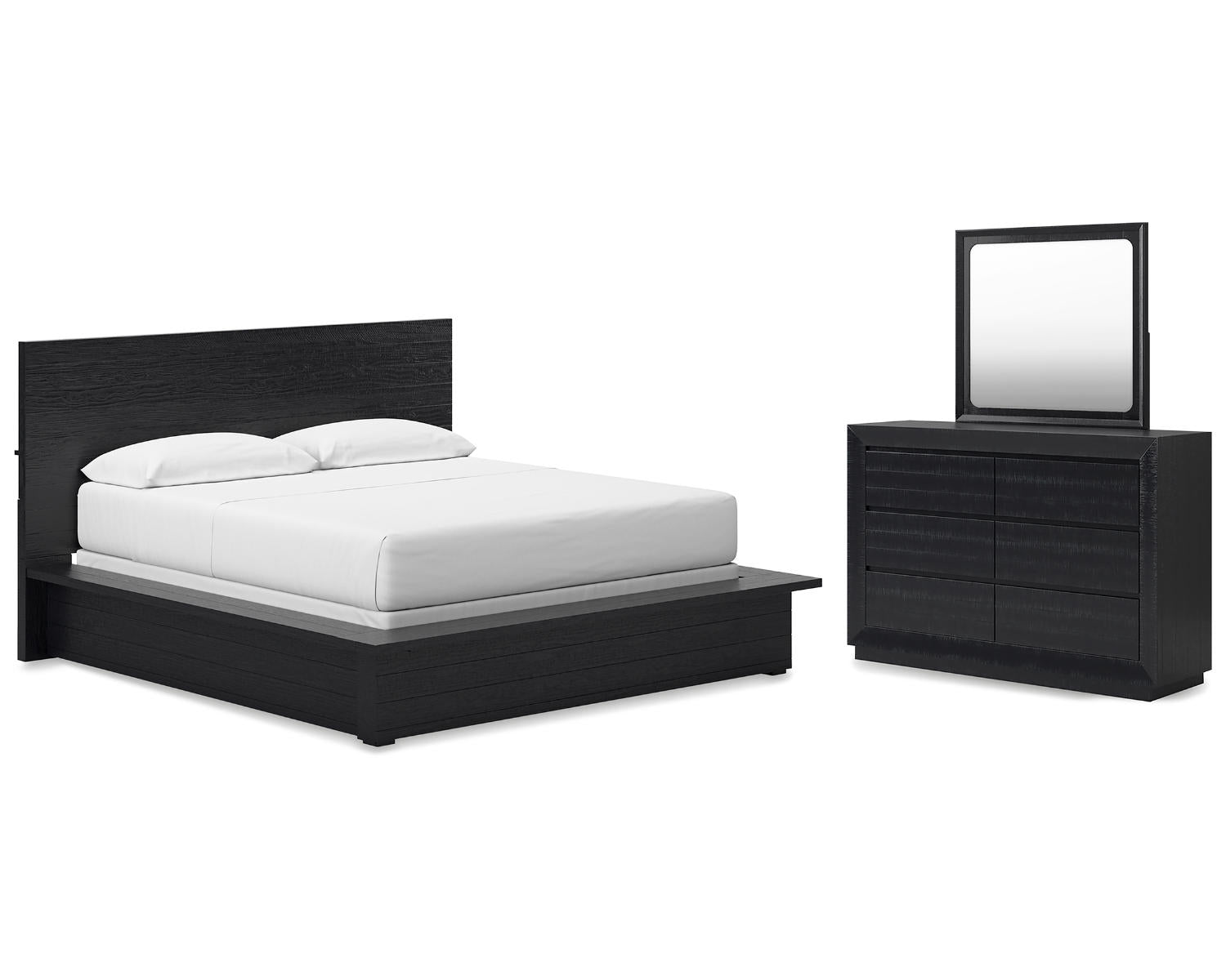 Londer California King Panel Bed, Dresser and Mirror