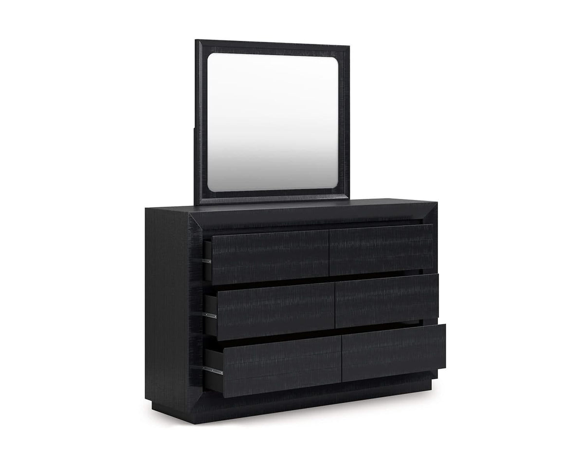 Cama California King con paneles, tocador y espejo de Londer