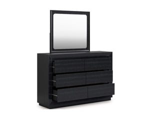 Cama California King con paneles, tocador y espejo de Londer