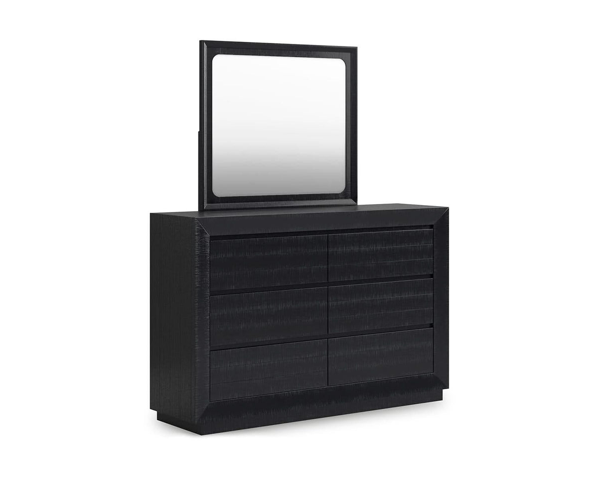 Cama California King con paneles, tocador y espejo de Londer