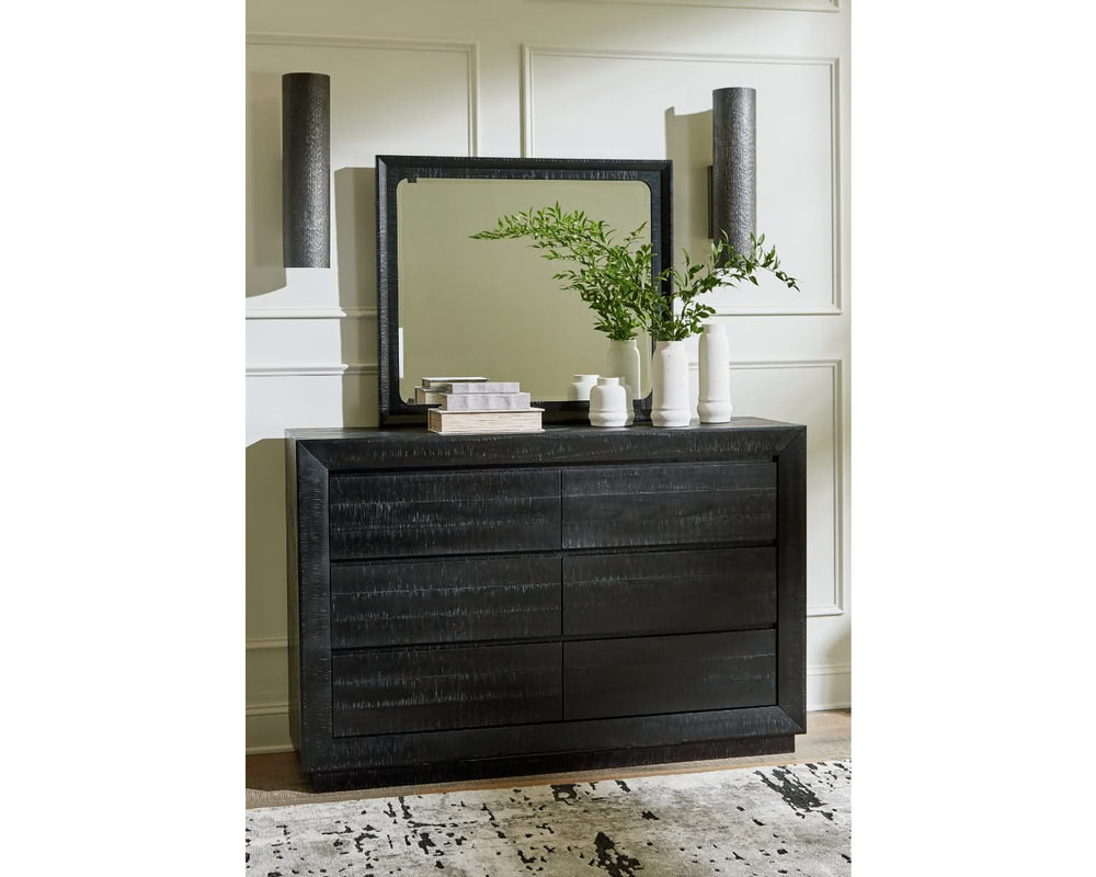 Cama California King con paneles, tocador y espejo de Londer
