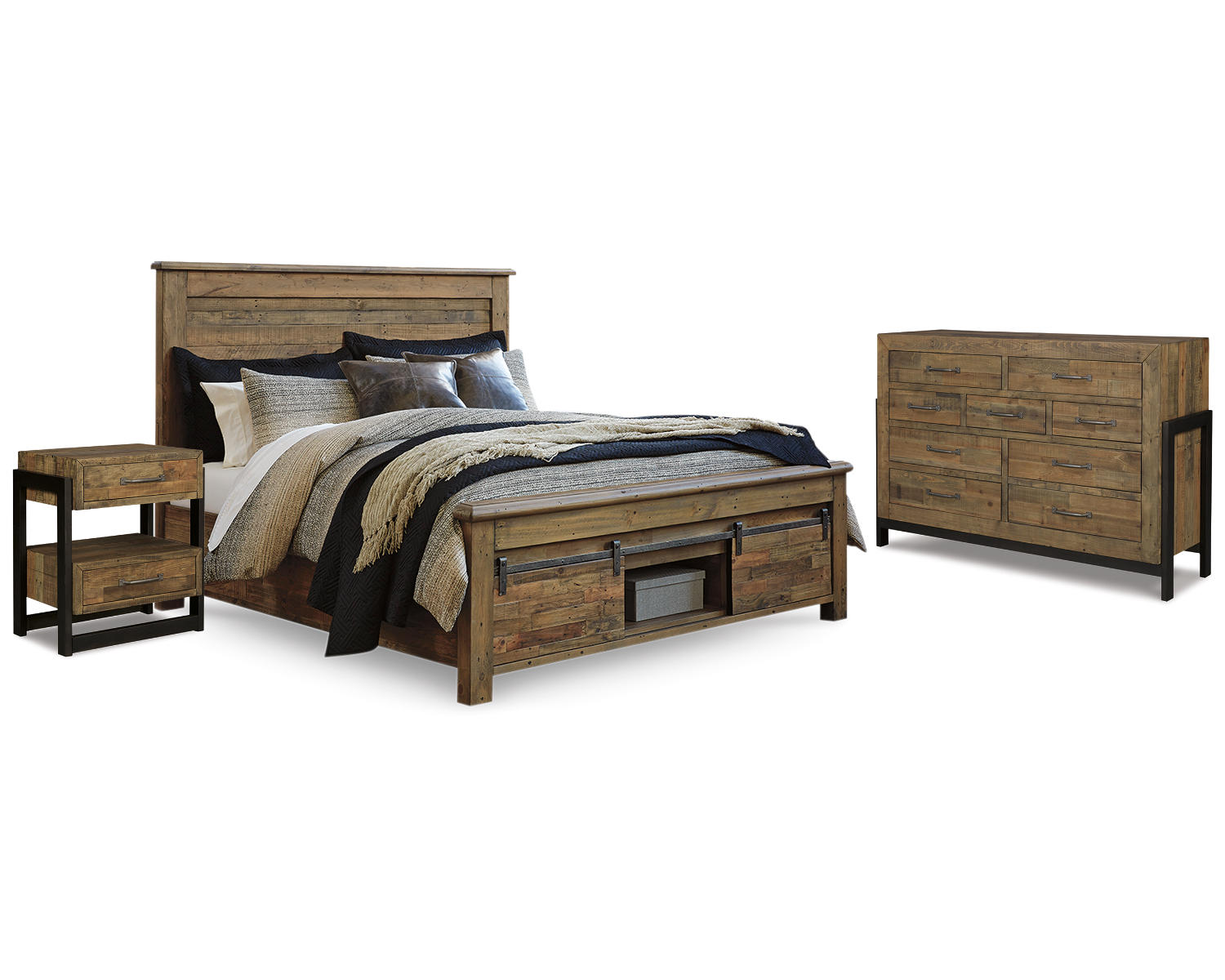 Sommerford Queen Panel Storage Bed, Dresser and Nightstand