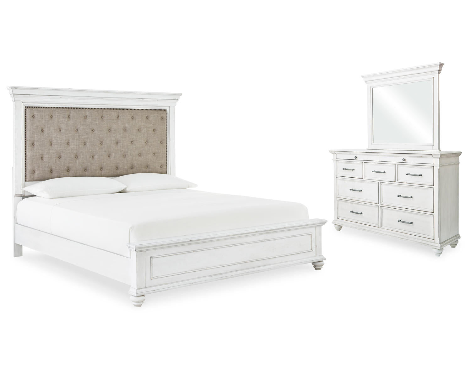 Kanwyn Queen Bed with Mirrored Dresser