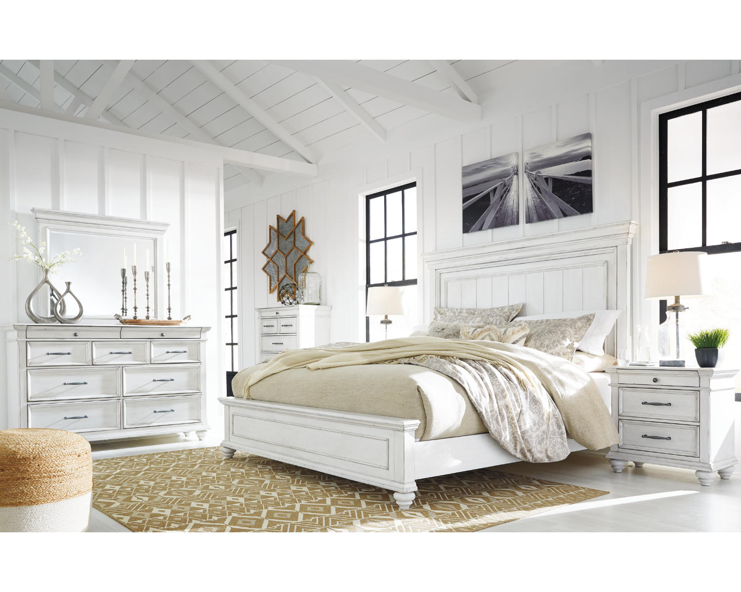 Kanwyn King Panel Bed, Dresser and Mirror