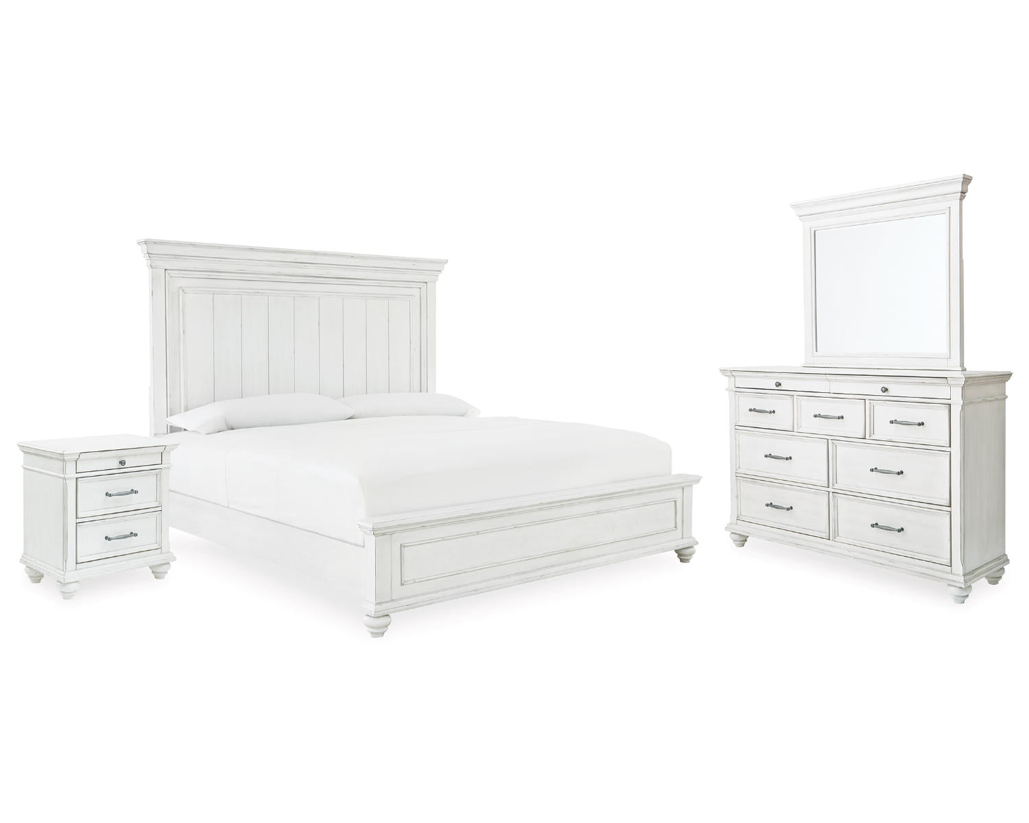 Kanwyn King Panel Bed, Dresser, Mirror and Nightstand