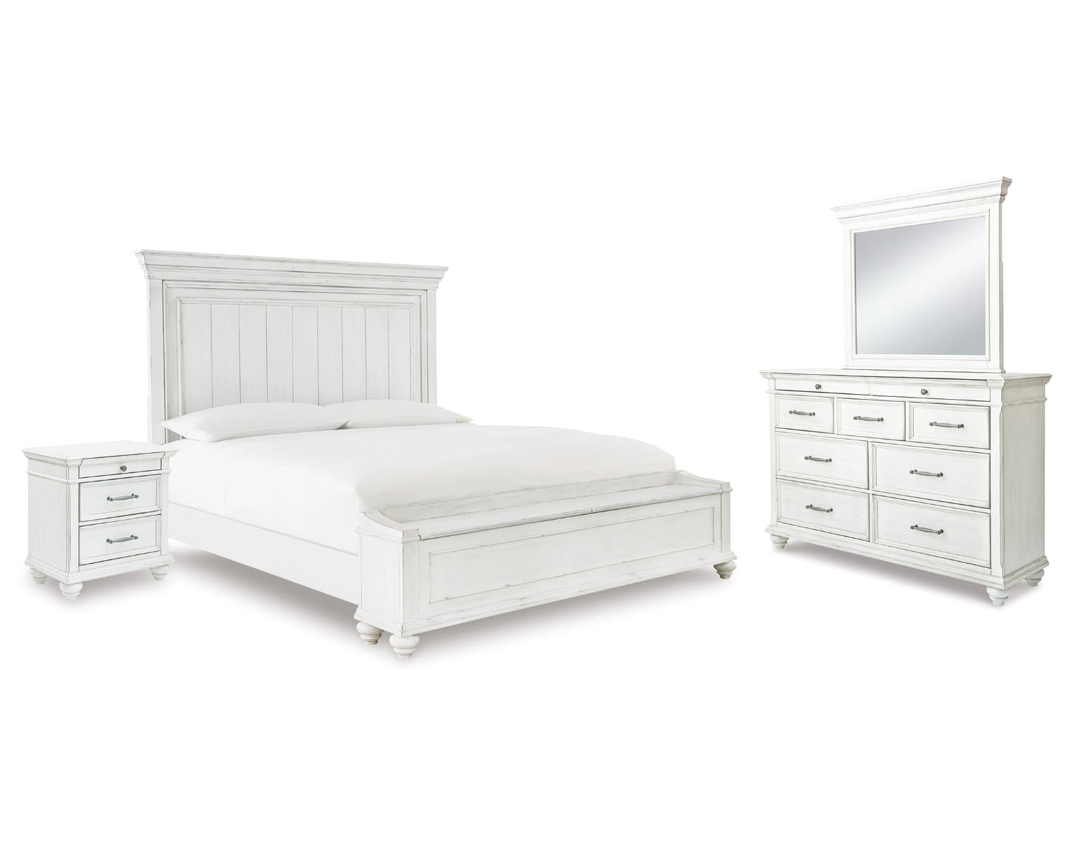 Kanwyn Queen Panel Storage Bed, Dresser, Mirror and Nightstand