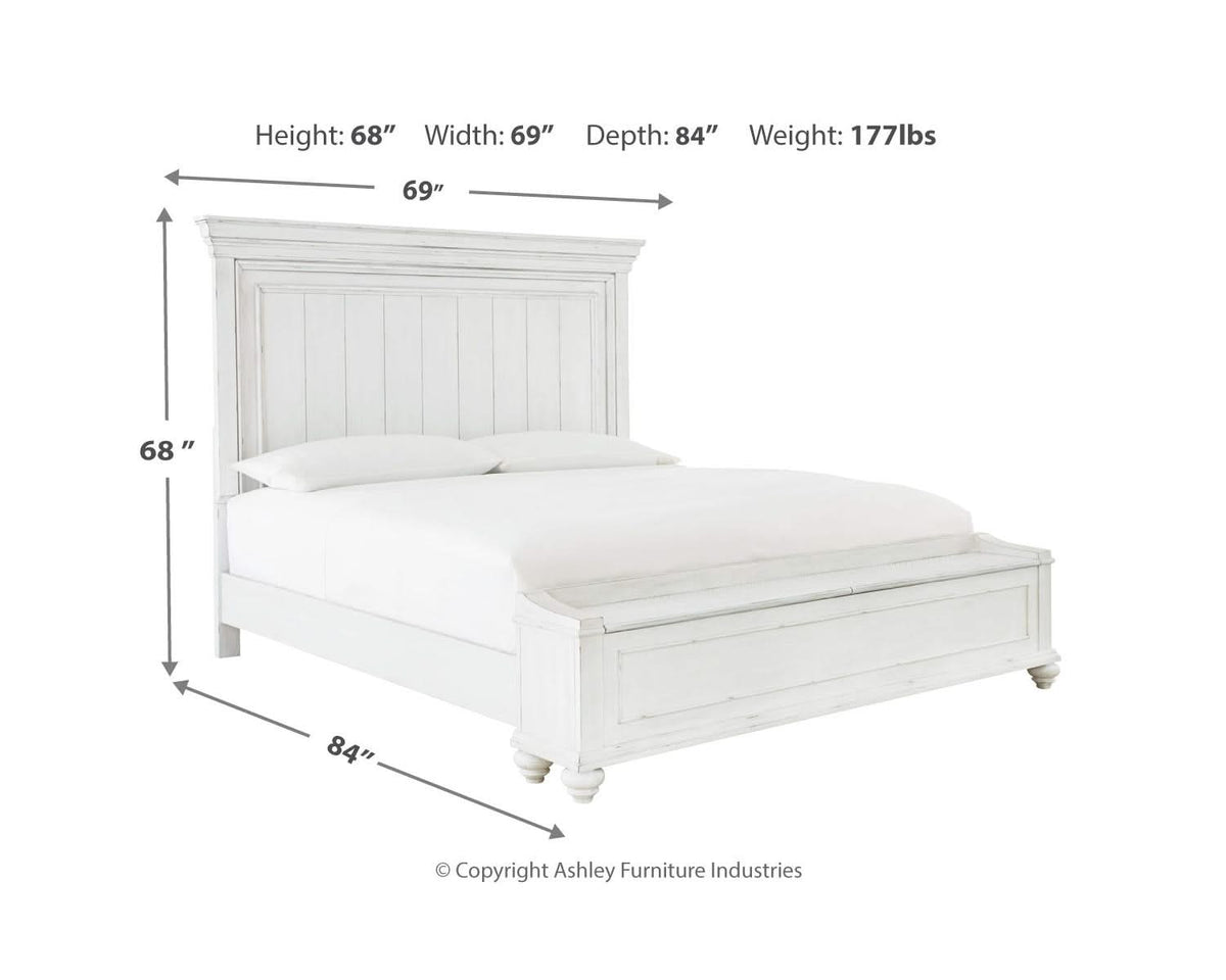 Cama Kanwyn Queen con panel y banco de almacenamiento