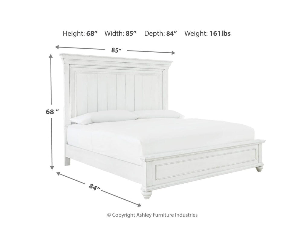 Cama Kanwyn Queen con paneles, tocador y espejo