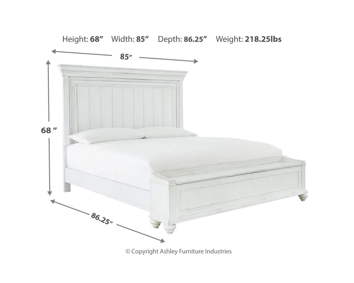 Kanwyn California King Panel Bed with Storage Bench