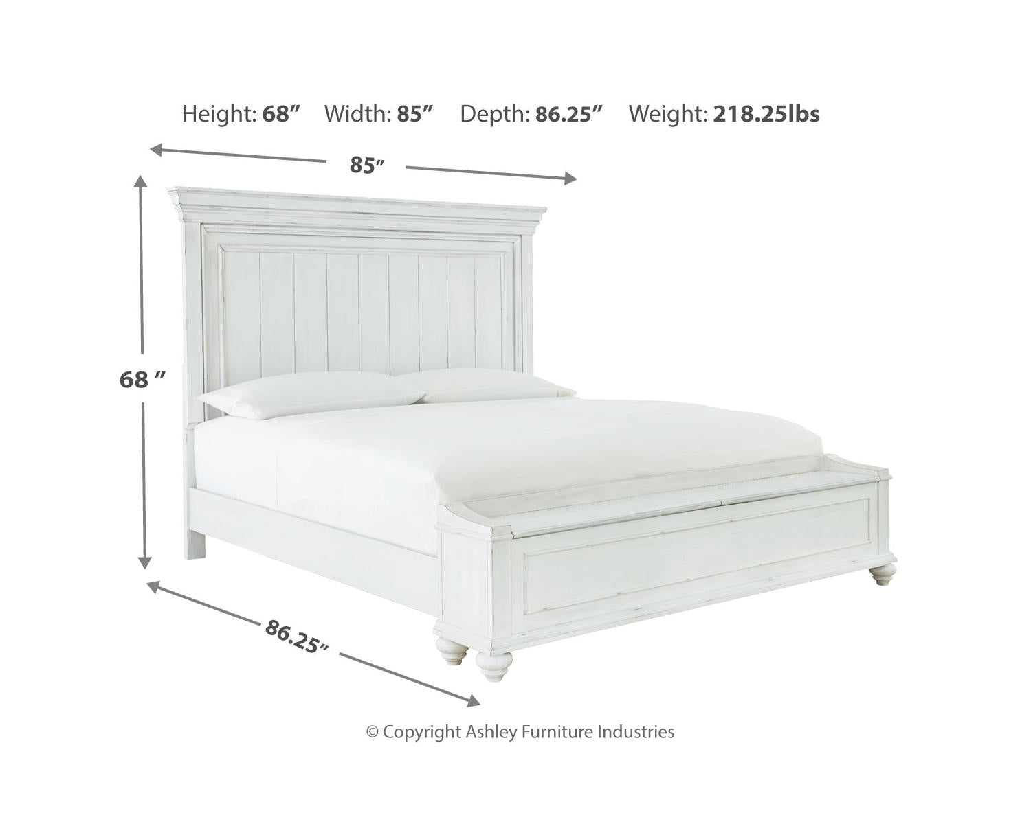 Kanwyn California King Panel Bed with Storage Bench