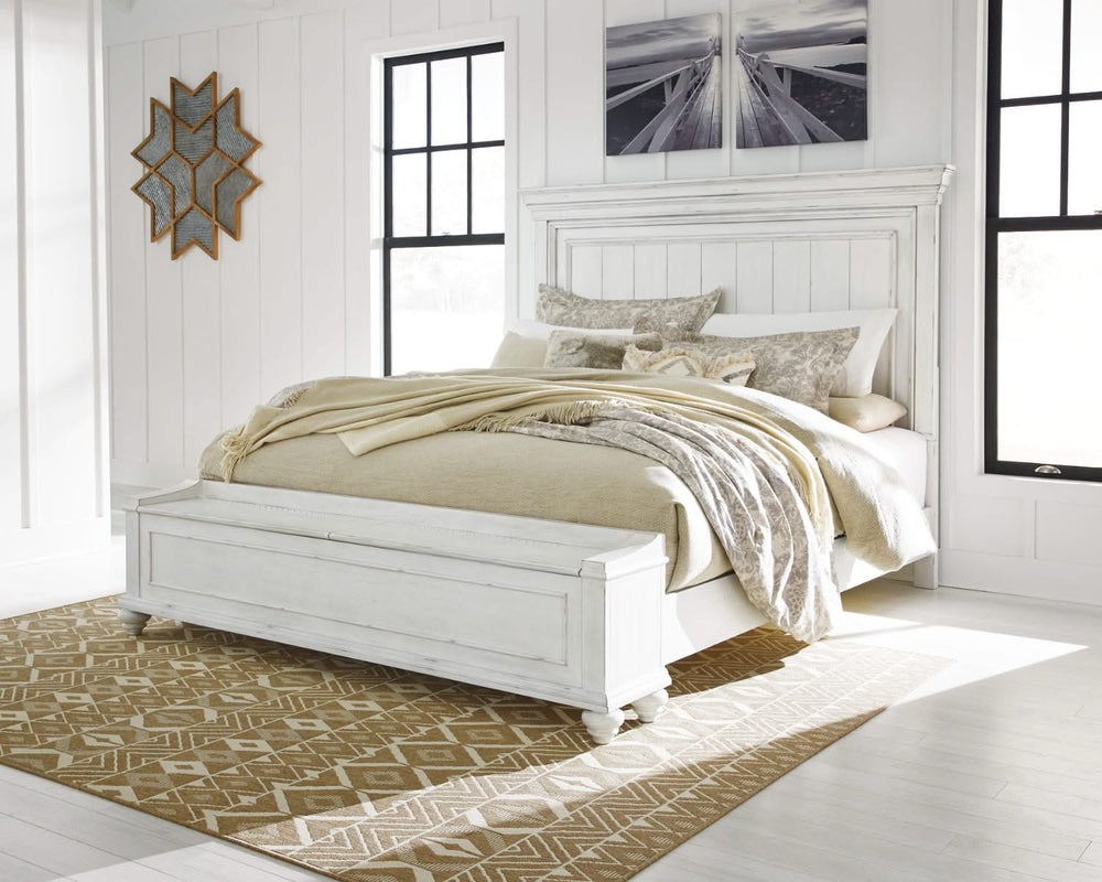 Cama Kanwyn Queen con panel y banco de almacenamiento