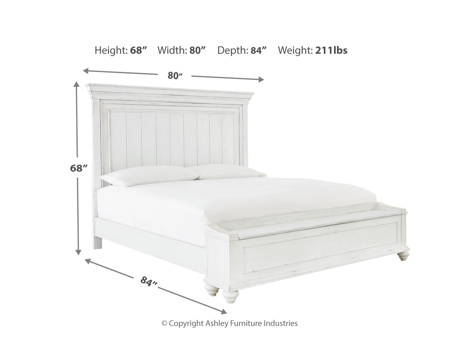 Kanwyn King Panel Bed with Storage, Dresser and Mirror