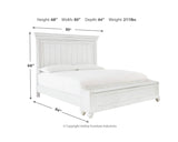 Cama Kanwyn King con paneles, espacio de almacenamiento, tocador y espejo