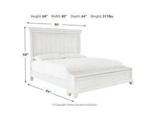 Cama Kanwyn King con paneles, espacio de almacenamiento, tocador y espejo