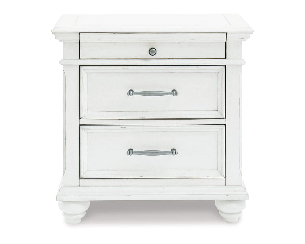Kanwyn Queen Upholstered Panel Bed, Dresser, Mirror, and Nightstand