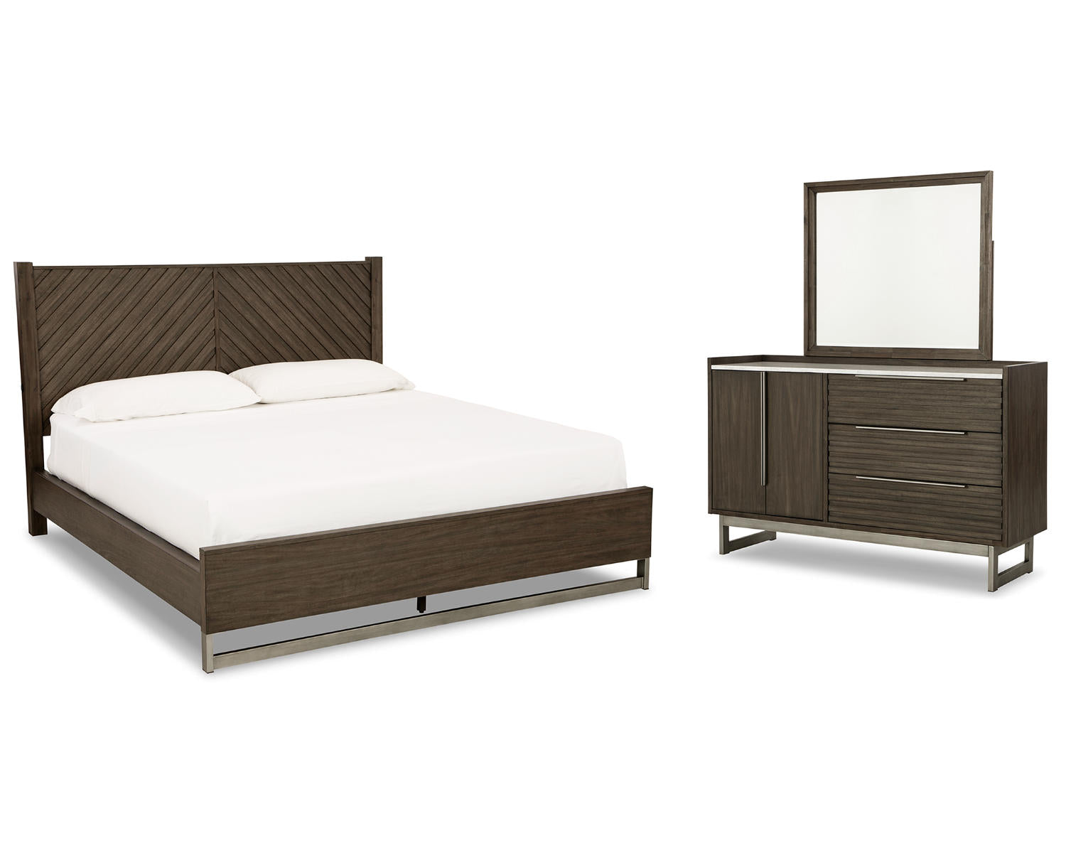 Arkenton King Panel Bed, Dresser and Mirror