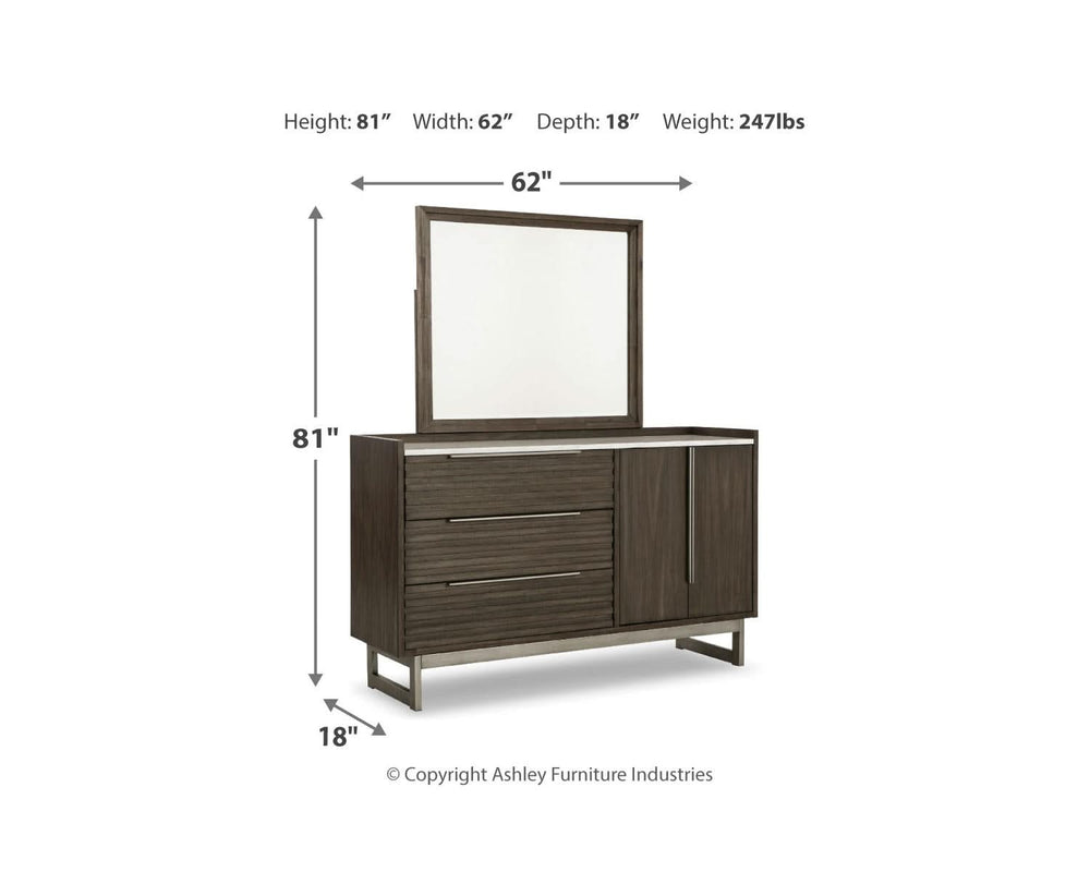 Arkenton King Panel Bed, Dresser and Mirror