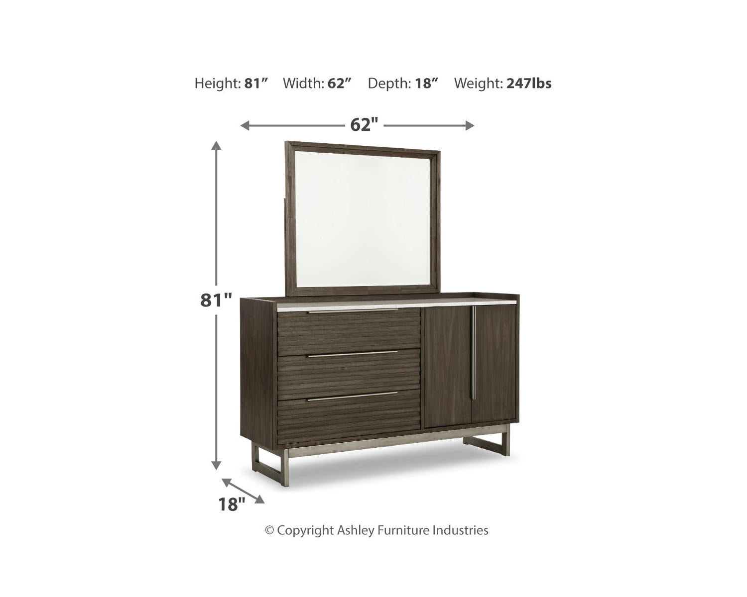Arkenton King Panel Bed, Dresser and Mirror