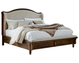 Cama Queen Sturlayne con paneles tapizados, tocador y espejo