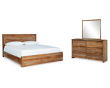 Cama con paneles, tocador y espejo Dressonni California King