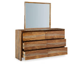 Cama con paneles, tocador y espejo Dressonni California King
