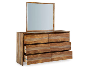Cama con paneles, tocador y espejo Dressonni California King